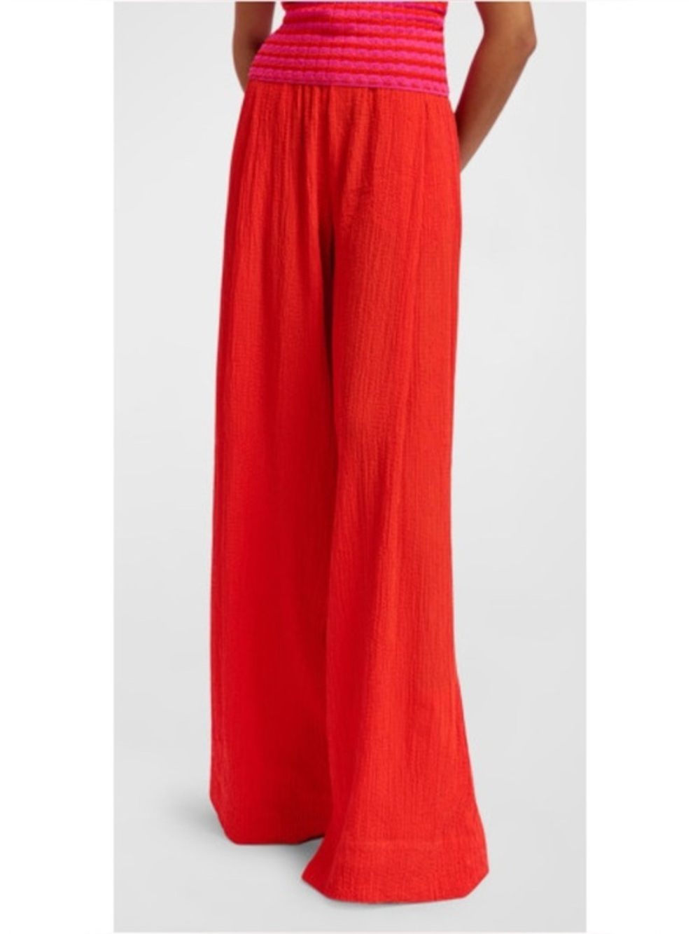 Stateside Wide Leg High Rise Gauze Pants in Poppy